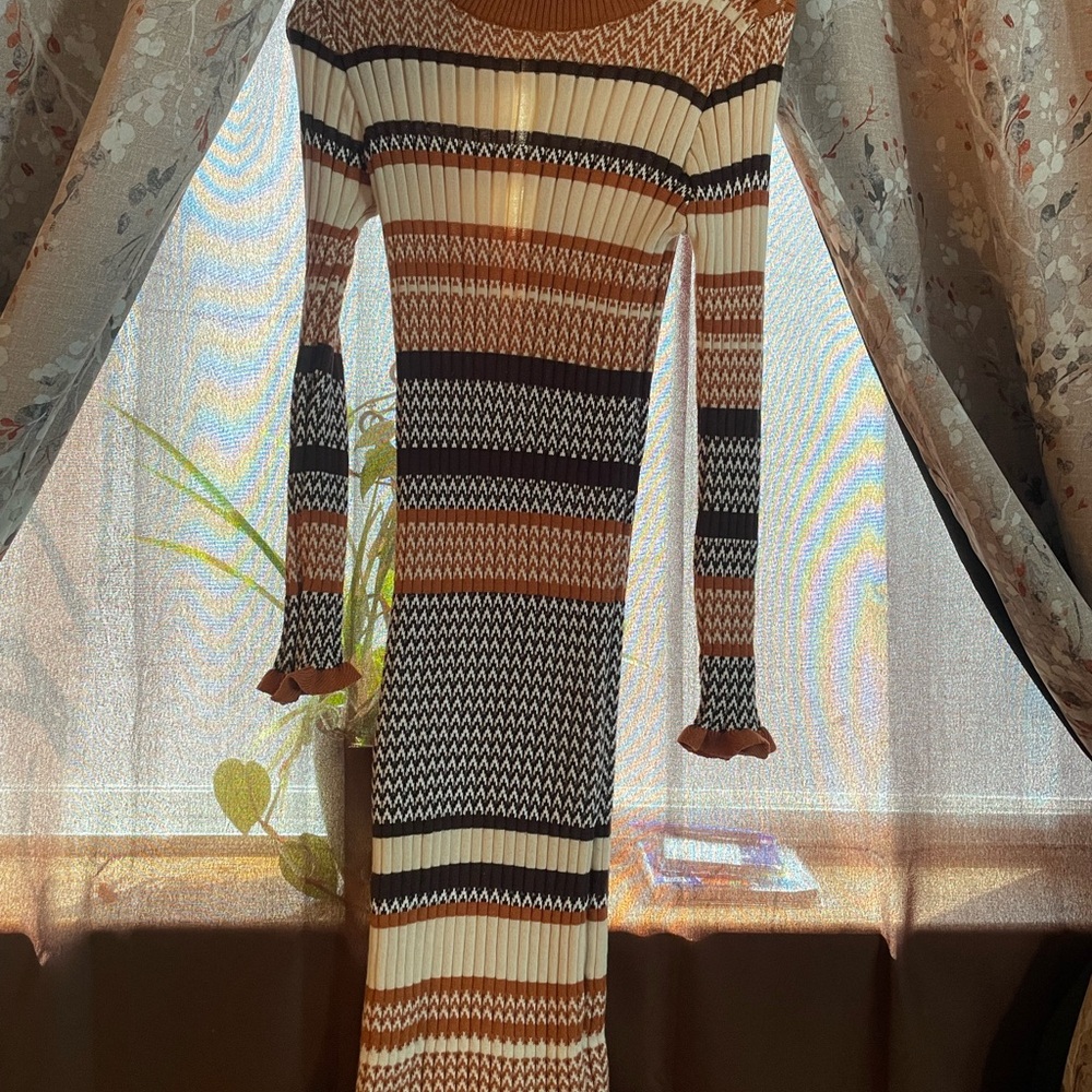 SHEIN Multicolor Long Sleeve Knit Dress